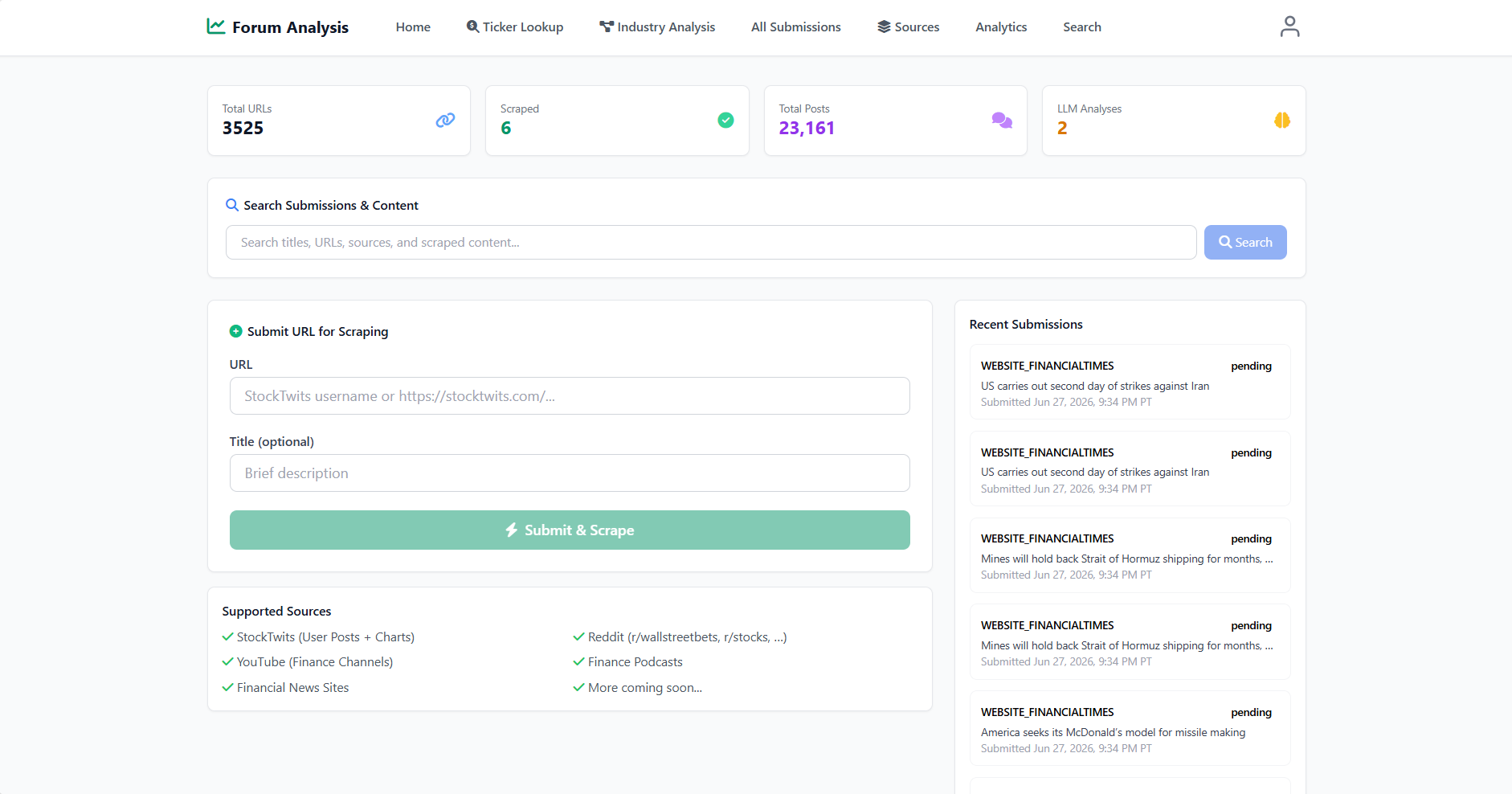 Financial Analytics dashboard screenshot